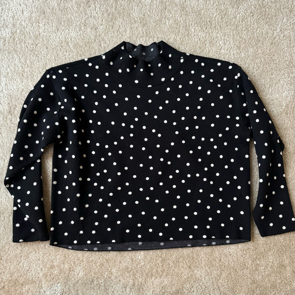 Anthropologie Black Polka Dot Mock Neck Sweater